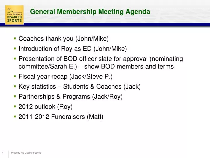 general membership meeting agenda