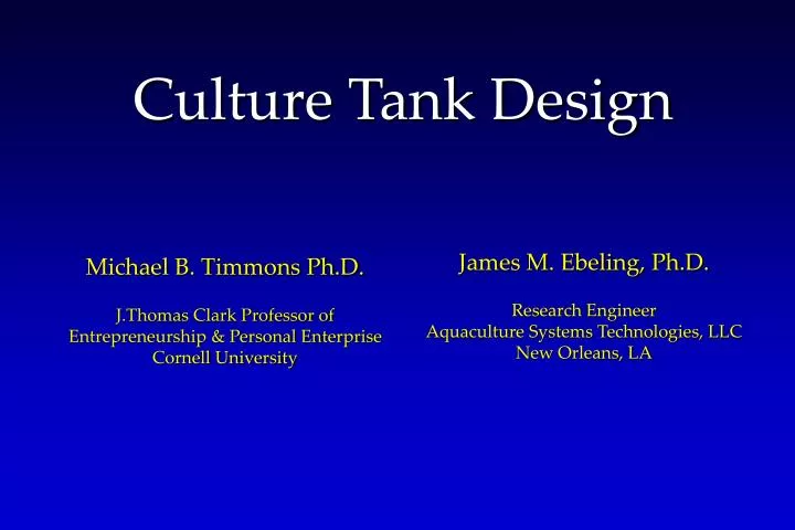 culture tank design