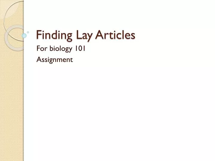 finding lay articles