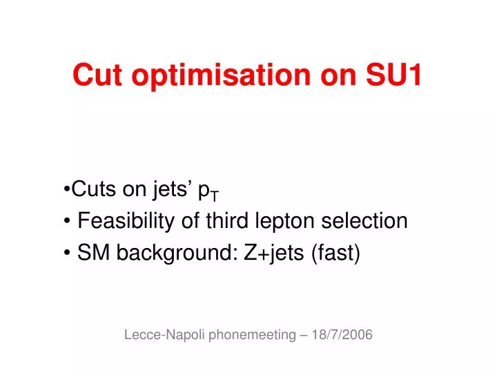cut optimisation on su1