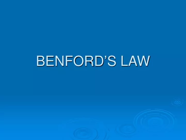 benford s law
