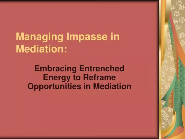 managing impasse in mediation