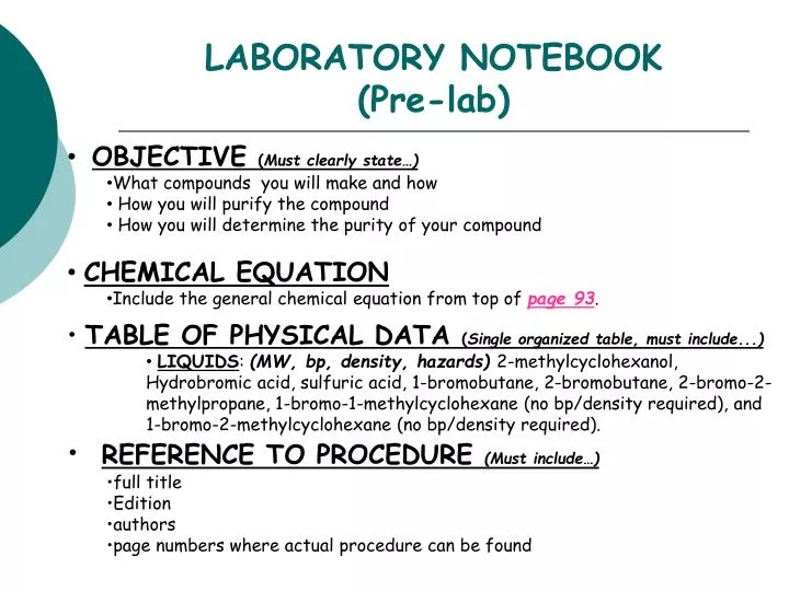 laboratory notebook pre lab