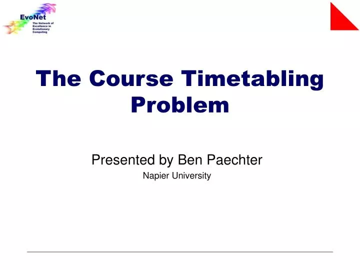 the course timetabling problem