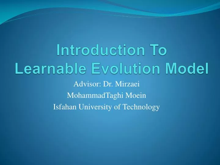 introduction to learnable evolution model