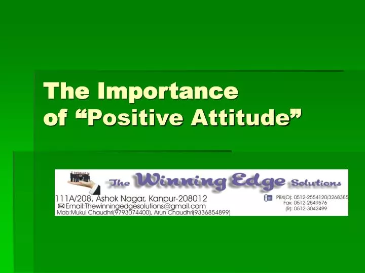 the importance of positive attitude