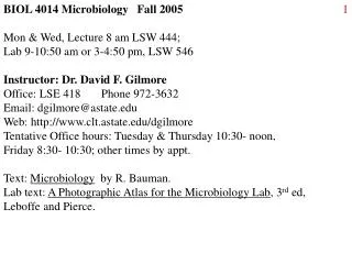 BIOL 4014 Microbiology Fall 2005