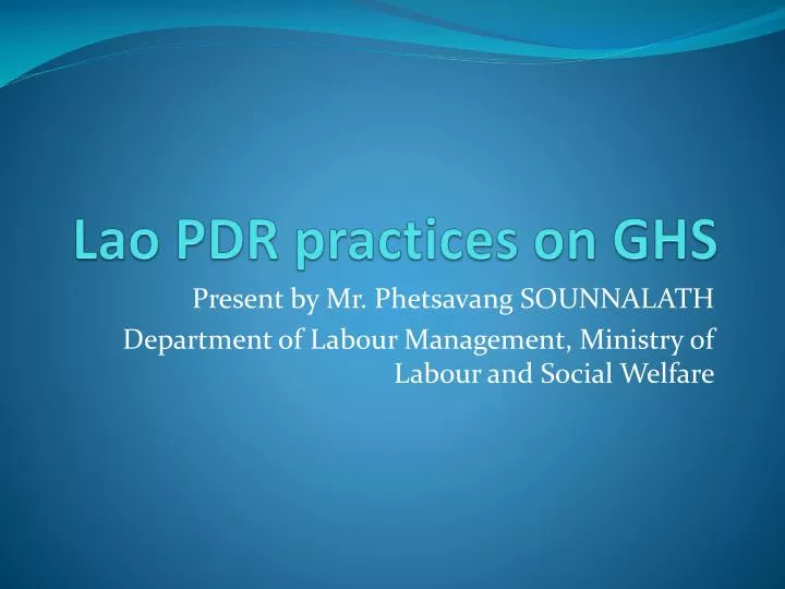lao pdr practices on ghs