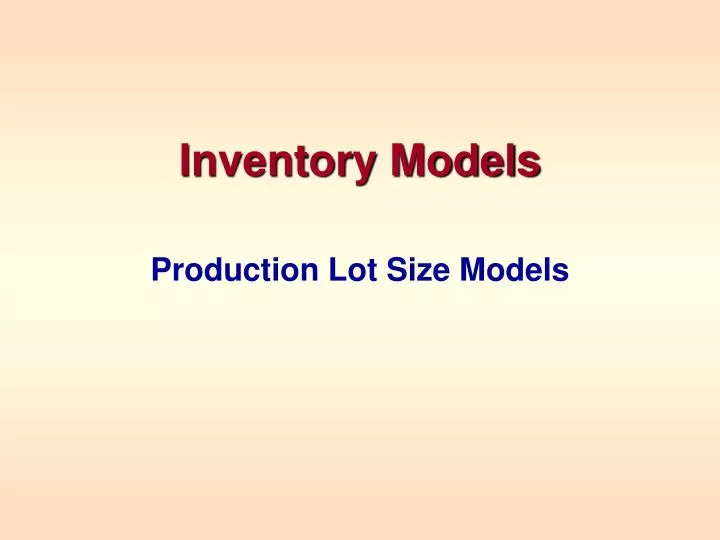 inventory models