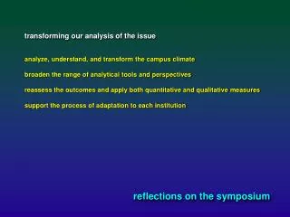 reflections on the symposium