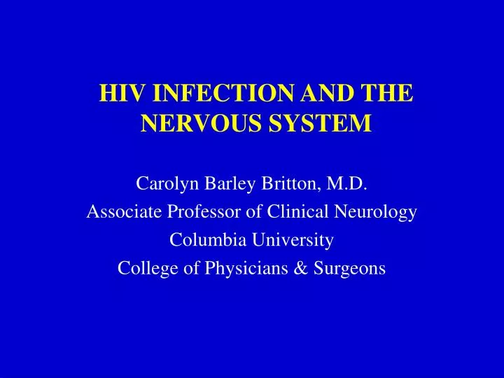 hiv infection and the nervous system