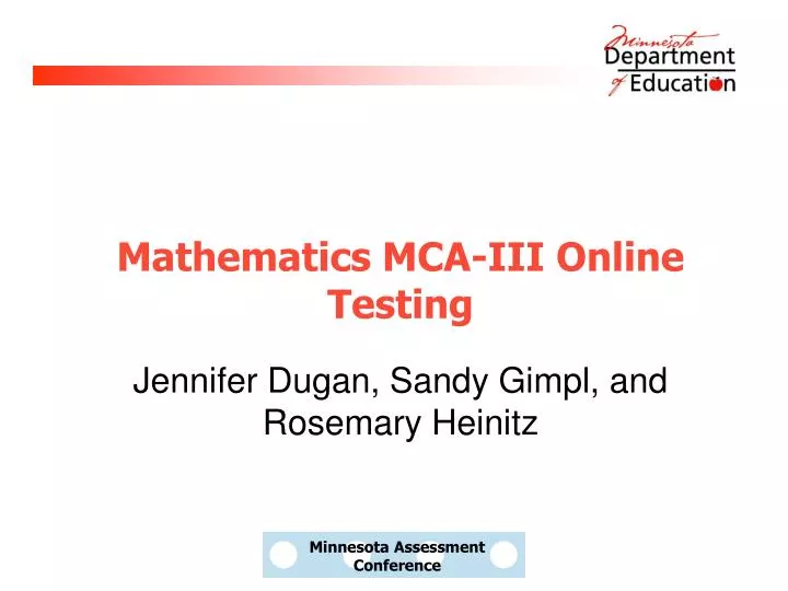 mathematics mca iii online testing