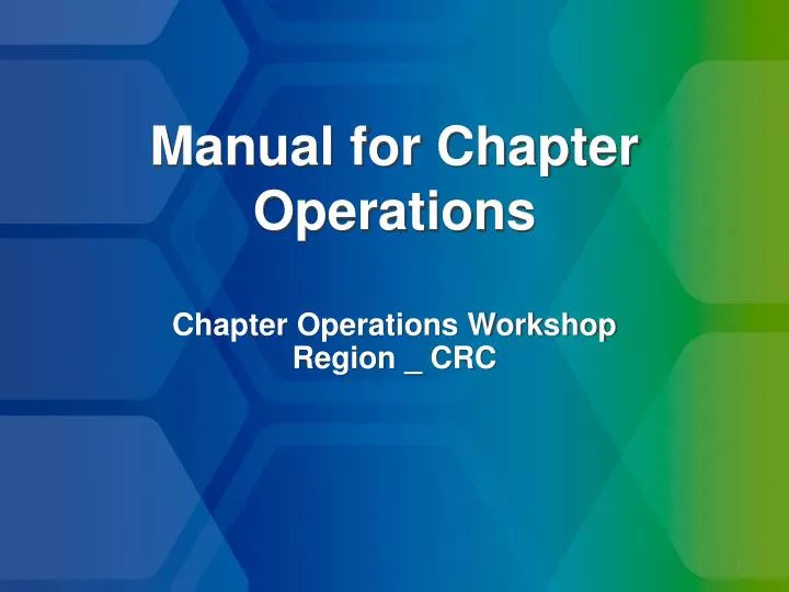 manual for chapter operations