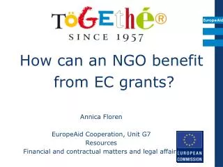 How can an NGO benefit from EC grants?