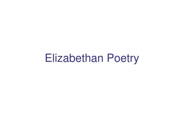 elizabethan poetry