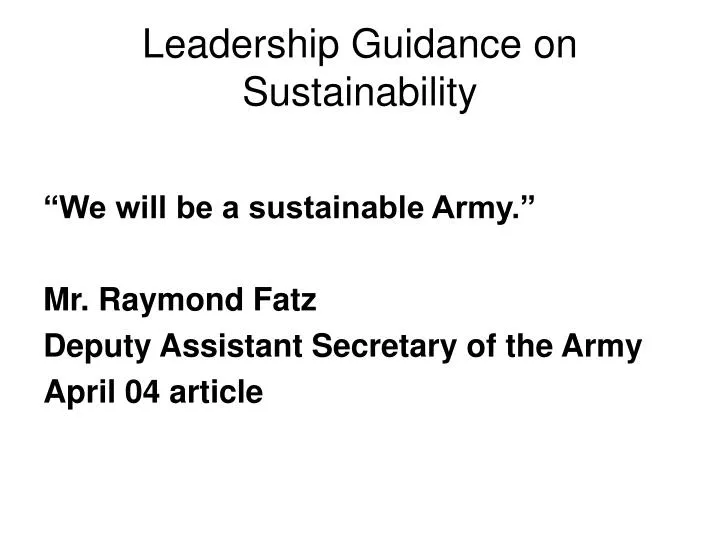 leadership guidance on sustainability