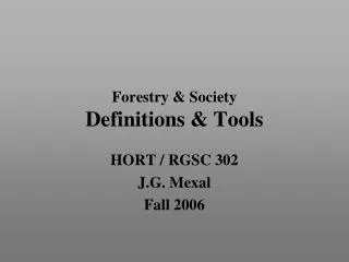 Forestry &amp; Society Definitions &amp; Tools