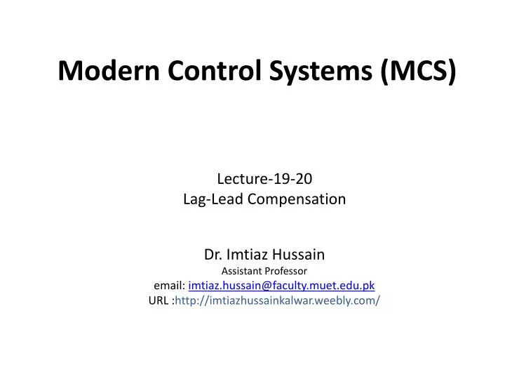 modern control systems mcs