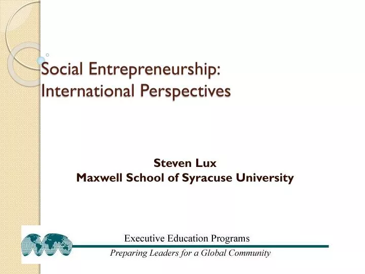 social entrepreneurship international perspectives