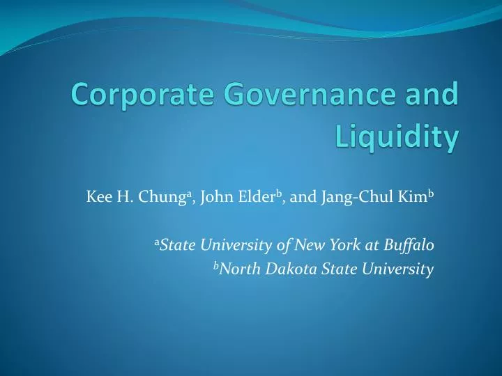 corporate governance and liquidity