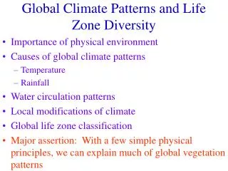 Global Climate Patterns and Life Zone Diversity