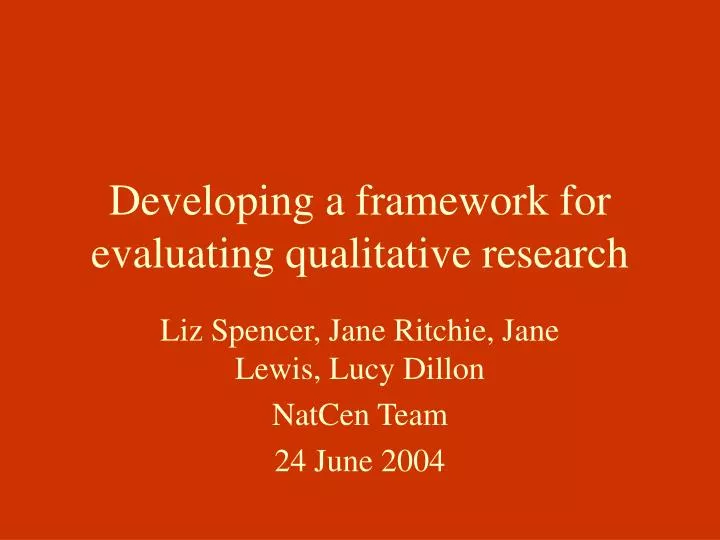 developing a framework for evaluating qualitative research