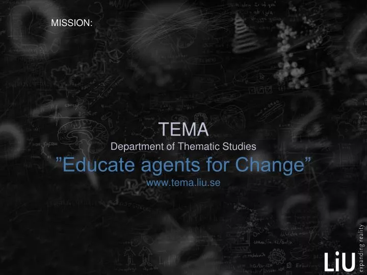 tema department of thematic studies educate agents for change www tema liu se