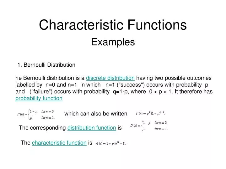 characteristic functions