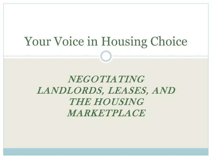 your voice in housing choice