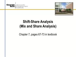 Shift-Share Analysis (Mix and Share Analysis)