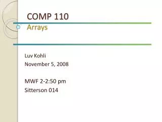 COMP 110 Arrays