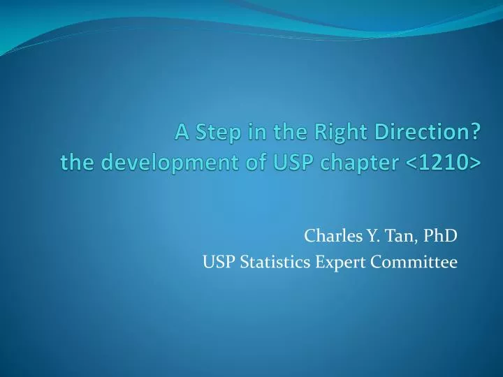 a step in the right direction t he development of usp chapter 1210