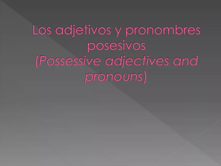 los adjetivos y pronombres posesivos possessive adjectives and pronouns