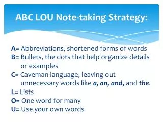 ABC LOU Note-taking Strategy: