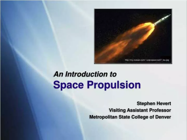 an introduction to space propulsion
