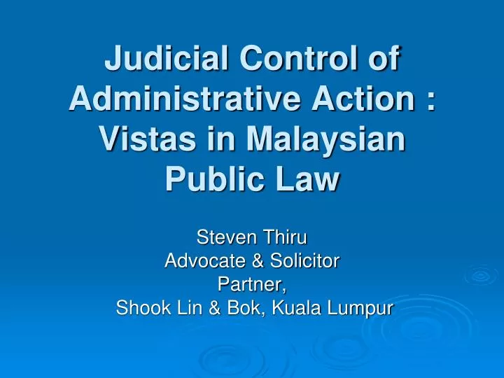 judicial control of administrative action vistas in malaysian public law