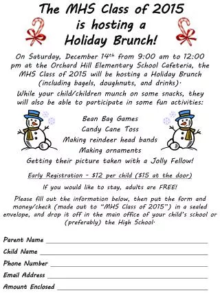 The MHS Class of 2015 is hosting a Holiday Brunch!