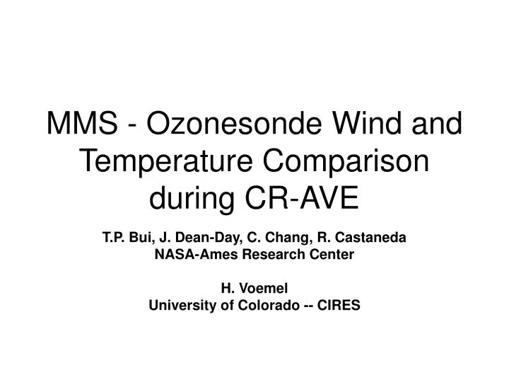 mms ozonesonde wind and temperature comparison during cr ave