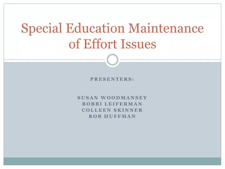 special education maintenance of effort issues