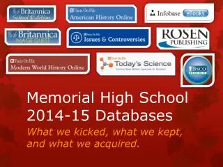 Memorial High School 2014-15 Databases