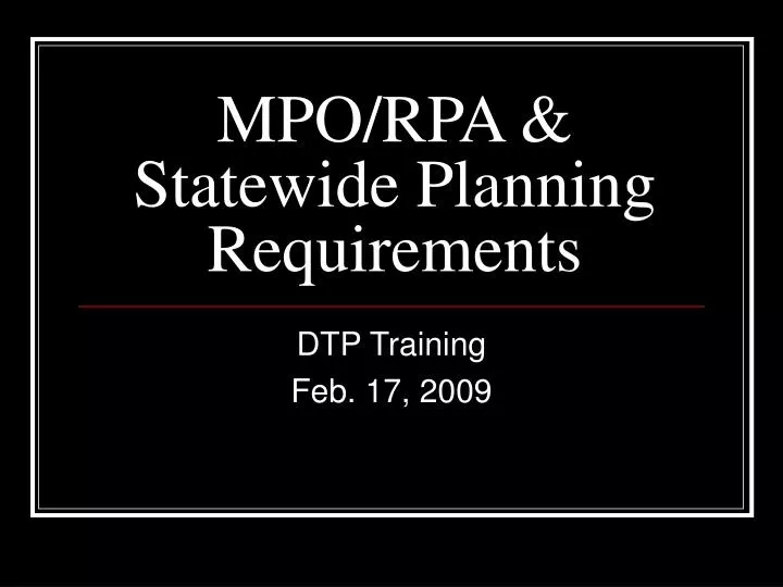 mpo rpa statewide planning requirements
