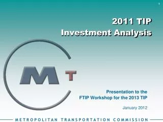 2011 TIP Investment Analysis