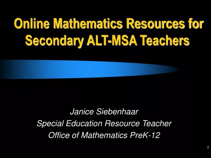 online mathematics resources for secondary alt msa teachers