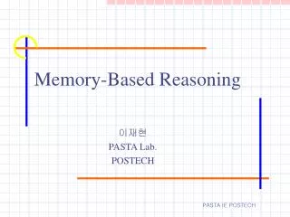 Memory-Based Reasoning
