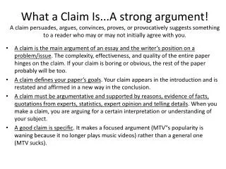 What are the differences? Opinion vs. Arguable Claim