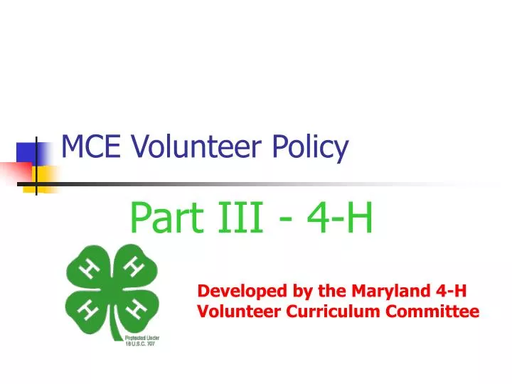 mce volunteer policy