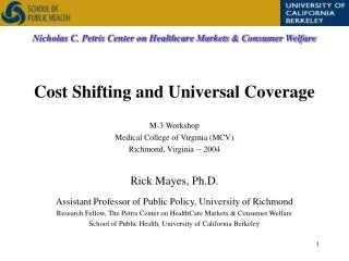 M-3 Workshop Medical College of Virginia (MCV) Richmond, Virginia -- 2004 Rick Mayes, Ph.D.