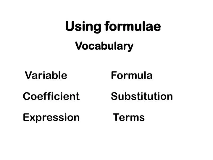 using formulae