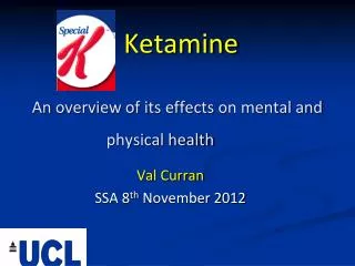 Ketamine An overview of its effects on mental and physical health