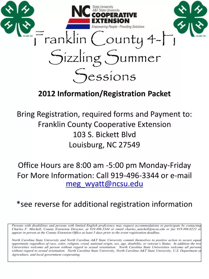 franklin county 4 h sizzling summer sessions